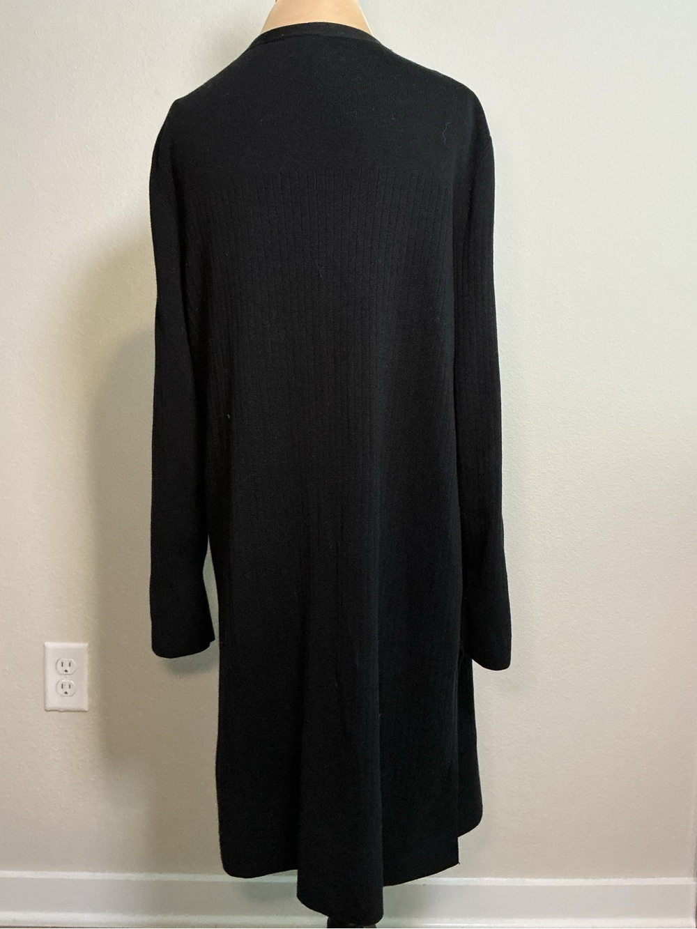 Black Long Open Front Sleep Robe - Picture 3 of 7